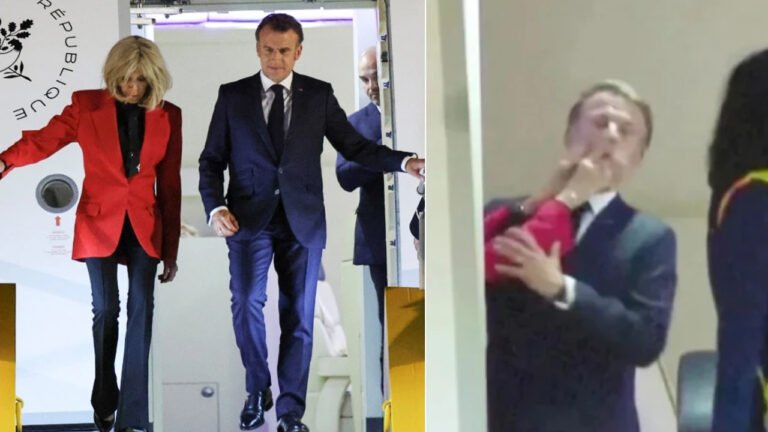 French President Emmanuel Macron : భార్య చేతిలో త‌న్నులు తిన్న ఫ్రాన్స్ అధ్య‌క్షుడు.. వీడియో వైర‌ల్