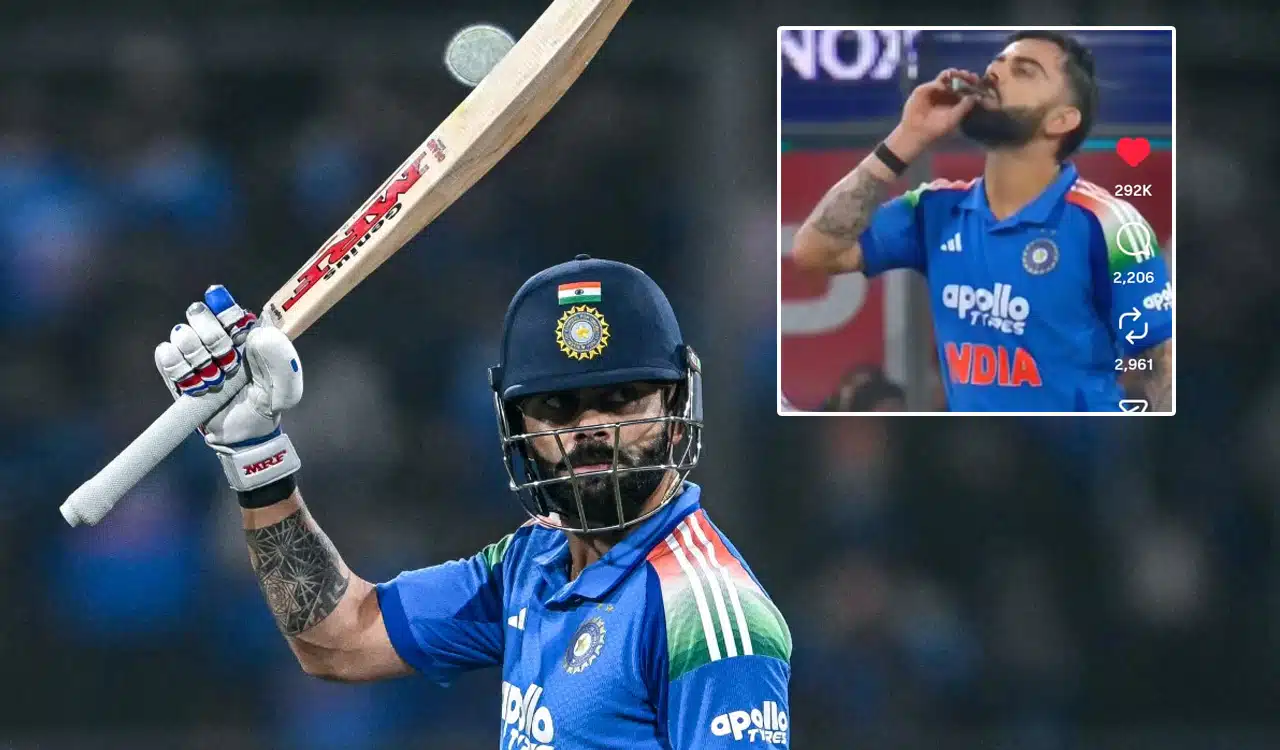 Virat Kohli : బ్లాక్ అండ్ రెడ్ బాటిల్‌లో కోహ్లీ తాగింది ఏంటి.. ఇప్పుడు అందరిలో ఇదే ప్ర‌శ్న‌..!