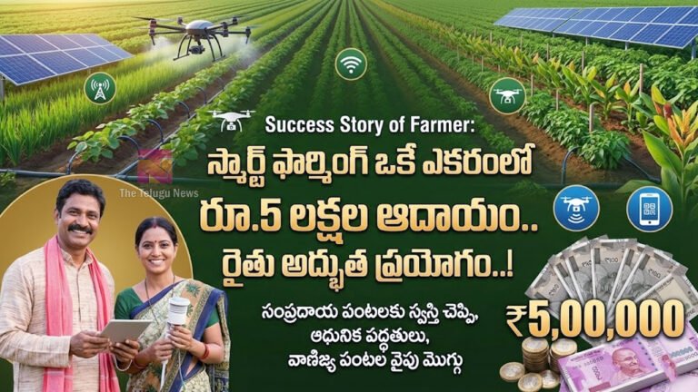 Success Story of Farmer : స్మార్ట్ ఫార్మింగ్  ఒకే ఎకరంలో రూ.5 లక్షల ఆదాయం.. రైతు అద్భుత ప్రయోగం..!