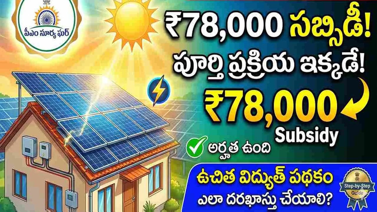 PM Surya Ghar Yojana : ఇంటిపై సోలార్ పెట్టుకునేవారికి బంపర్ ఆఫర్ ..  ఉచిత విద్యుత్‌ పథకం .. ఈ  స్కీమ్‌తో రూ.78000 సబ్సిడీ వివరాలివే..!