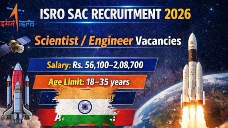 ISRO SAC Recruitment 2026 : అంతరిక్ష కలలను నిజం చేసే అరుదైన అవకాశం..సైంటిస్ట్, ఇంజనీర్ దరఖాస్తులు ప్రారంభం