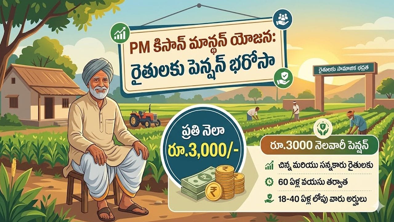 PM Kisan Maandhan : రైతన్నకు భరోసా .. ప్రతి నెలా రూ.3 వేలు ..కేంద్రం అందిస్తున్న ఈ పథకం తెలుసా? .. అర్హతలు, దరఖాస్తు విధానం ఇదే..!