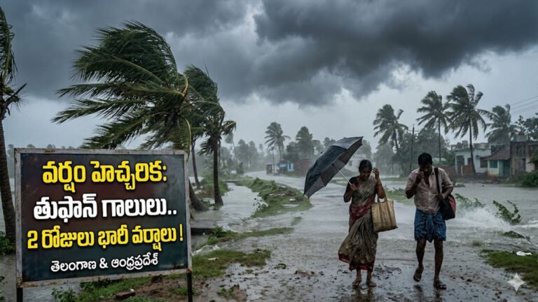Rain Alert : తెలుగు రాష్ట్రాలకు వాతావరణం హెచ్చరిక .. తుఫాన్‌లా గాలులు.. 2 రోజులు భారీ వర్షాలు..!