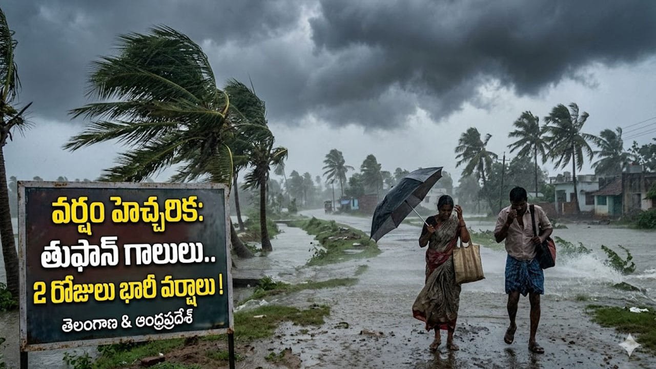 Rain Alert : తెలుగు రాష్ట్రాలకు వాతావరణం హెచ్చరిక .. తుఫాన్‌లా గాలులు.. 2 రోజులు భారీ వర్షాలు..!