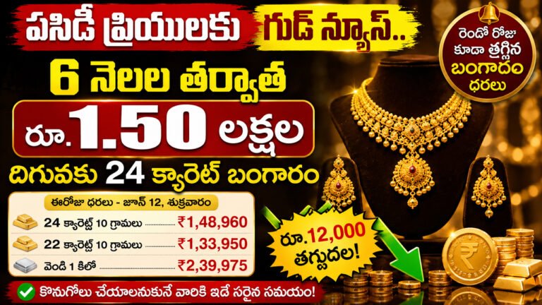 Gold Rate Today : పసిడి ప్రియులకు గుడ్ న్యూస్.. 6 నెలల తర్వాత రూ.1.50 లక్షల దిగువకు 24 క్యారెట్ల బంగారం! Gold Rate Today : పసిడి ప్రియులకు గుడ్ న్యూస్.. 6 నెలల తర్వాత రూ.1.50 లక్షల దిగువకు 24 క్యారెట్ల బంగారం!