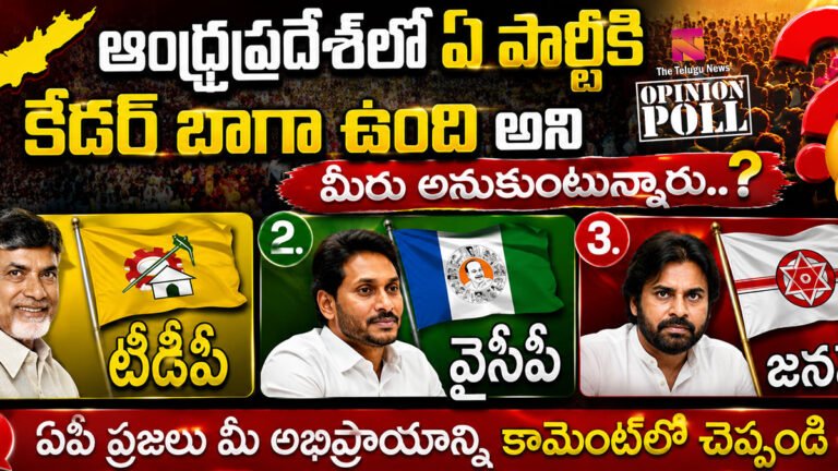AP Poll Survey : ఆంధ్రప్రదేశ్ లో ఏ పార్టీకి కేడర్ బాగా ఉంది అని మీరు అనుకుంటున్నారు..? AP Poll Survey : ఆంధ్రప్రదేశ్ లో ఏ పార్టీకి కేడర్ బాగా ఉంది అని మీరు అనుకుంటున్నారు..?
