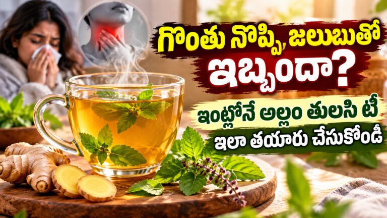 Ginger Tulsi Tea : గొంతు నొప్పి, జలుబుతో ఇబ్బందా? ఇంట్లోనే అల్లం తులసి టీ ఇలా తయారు చేసుకోండి! Ginger Tulsi Tea : గొంతు నొప్పి, జలుబుతో ఇబ్బందా? ఇంట్లోనే అల్లం తులసి టీ ఇలా తయారు చేసుకోండి!